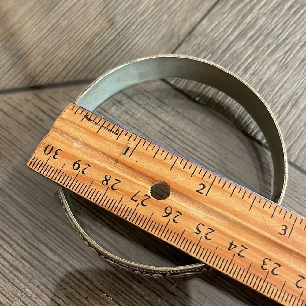 Vintage Silver-Tone Bangle Bracelet from India